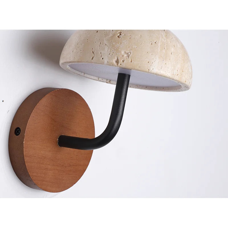 Vintage Retro Mushroom Shape Natural Stone Art Wall Lamp