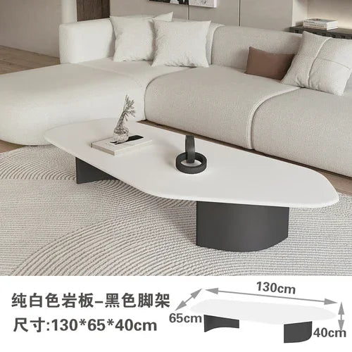 Modern Design Coffee Table Black Low Irregular Low Marble