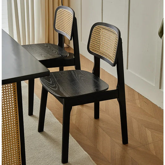 Retro Black Kitchen Chair Solid Wood