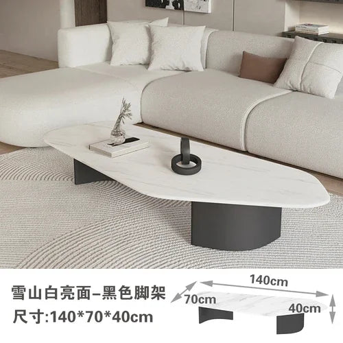 Modern Design Coffee Table Black Low Irregular Low Marble