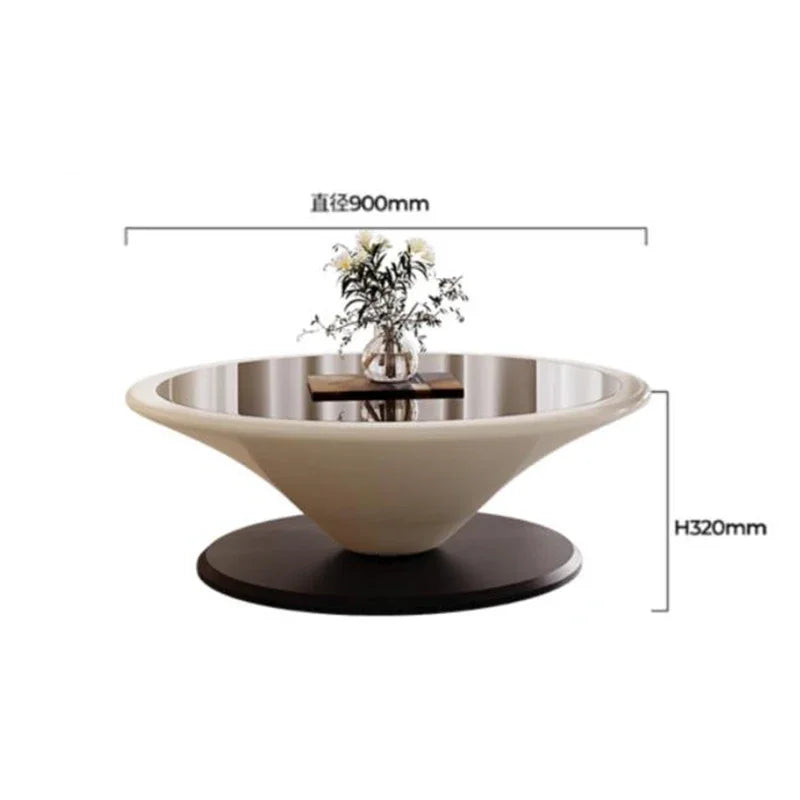 Nordic Minimalist Center Coffee Table Round Floor Neat Glass Frames Coffee Table